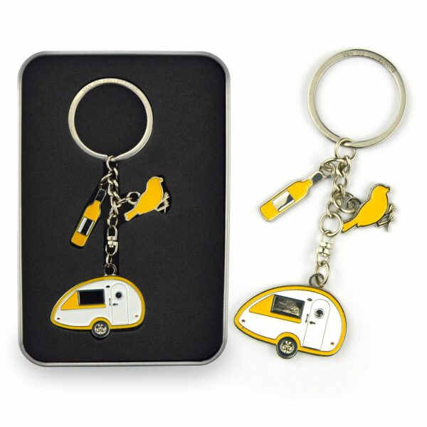 Sleutelhanger caravan Tab teardrop geel Van Go Collections