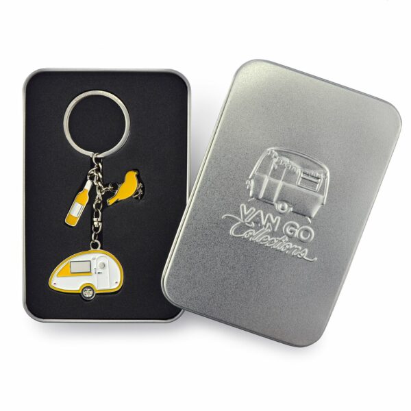 Sleutelhanger caravan Tab teardrop geel Van Go Collections