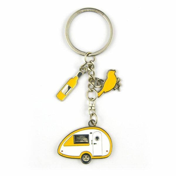 Sleutelhanger caravan Tab teardrop geel Van Go Collections