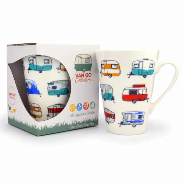 beker porselein gekleurde retro caravans van go collection