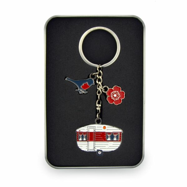 Sleutelhanger met caravan - rood - Van Go Collections