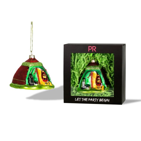tent kerstornament doos