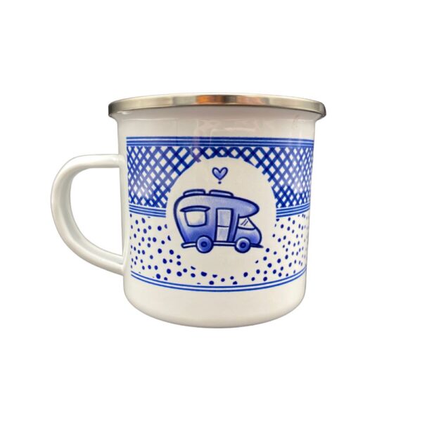 campingbeker met camper blauw