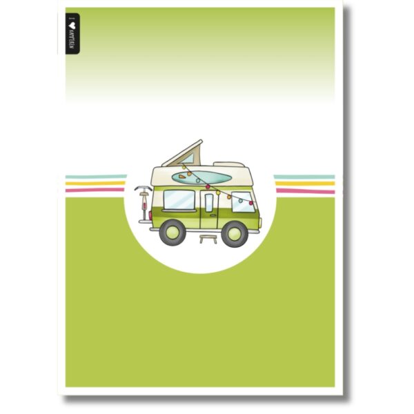 ansichtkaart camper groen