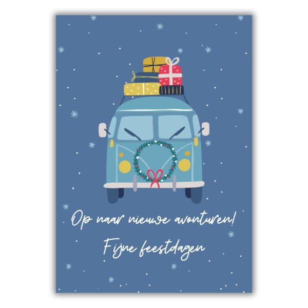 kerstkaart camper dubbel