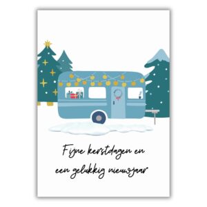 kerstkaart vouwwagen dubbel