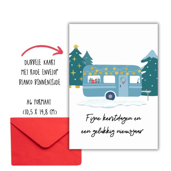 kerstkaart wintersfeer kamperen dubbel