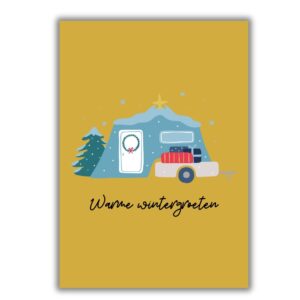 kerstkaart vouwwagen dubbel
