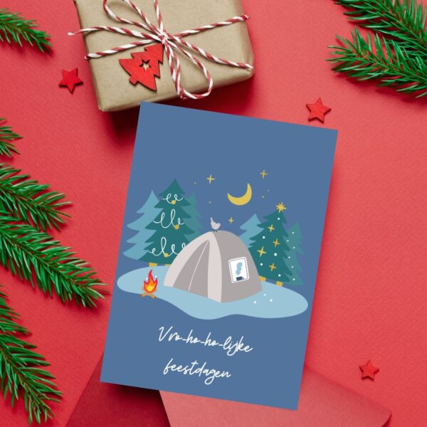 Kerstkaart I Love Kamperen - tent