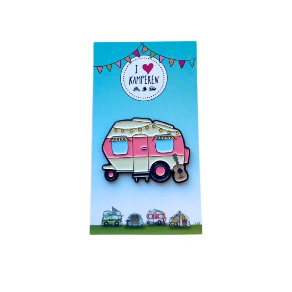 emaille speldje pin caravan roze