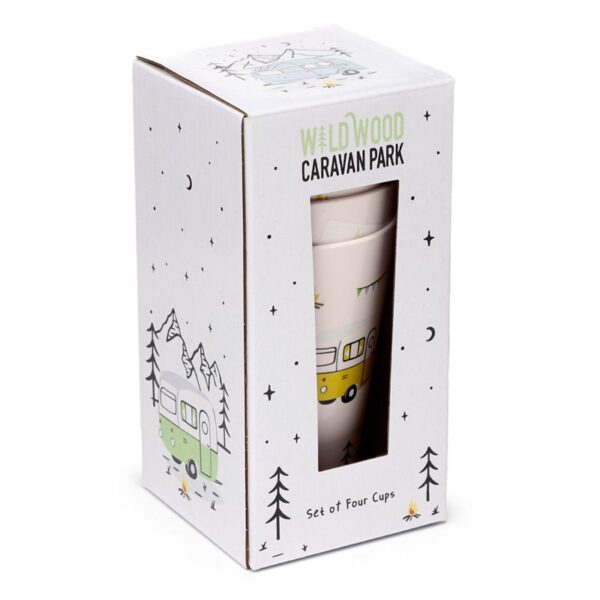 Drinkbeker campingservies gekleurde caravans campers set van 4
