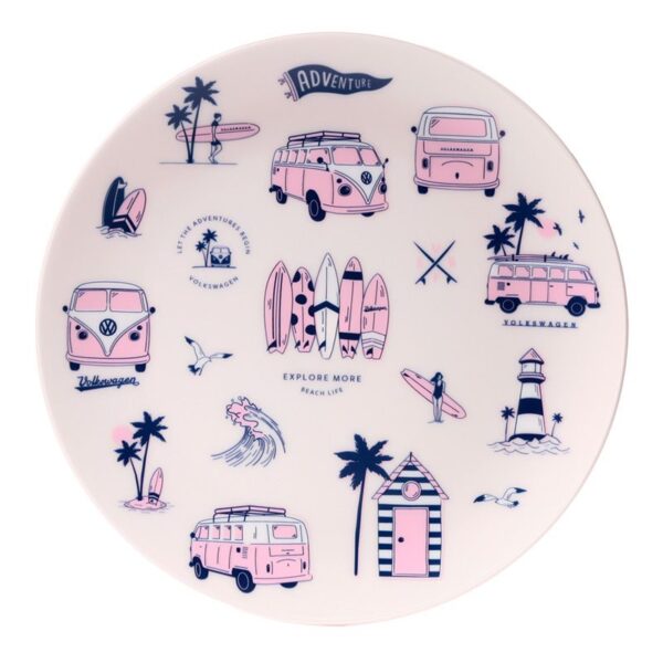 Bord camper servies Volkswagen busje roze