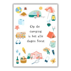 wenskaart kamperen op de camping alle dagen feest