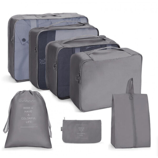 packing cubes 7 delig grijs