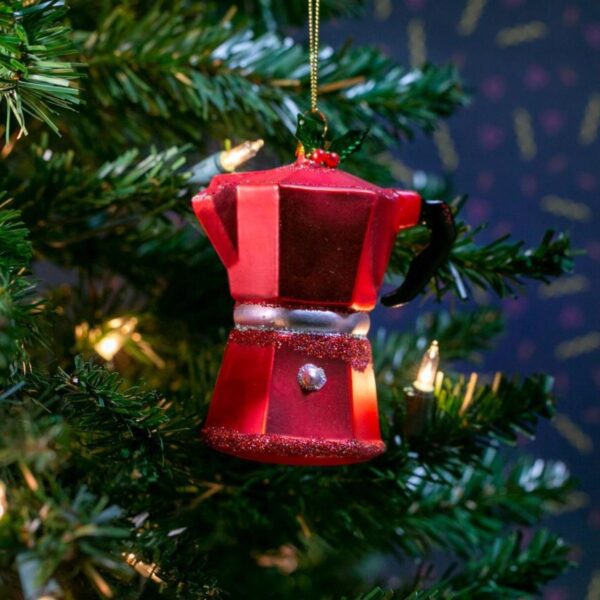kerstbal koffie espressopotje rood