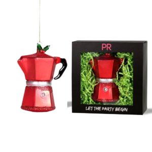 kerstbal kerstornament percolator koffiepotje rood