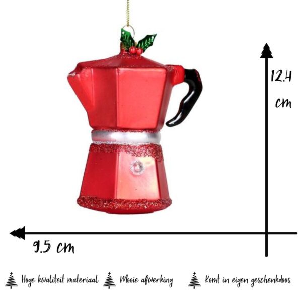 kerstbal kerstornament percolator koffiepotje rood