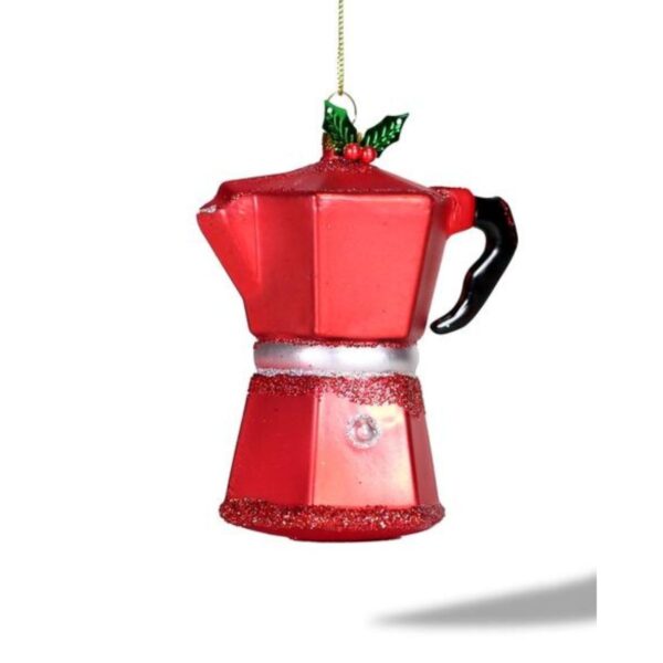 kerstbal kerstornament percolator koffiepotje rood