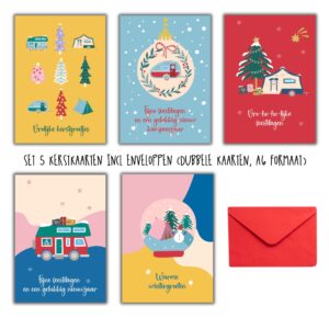 kerstkaarten kamperen camping kleurrijke kerst 02