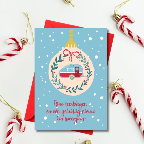 kerstkaarten kamperen caravan kleurrijke kerst 01