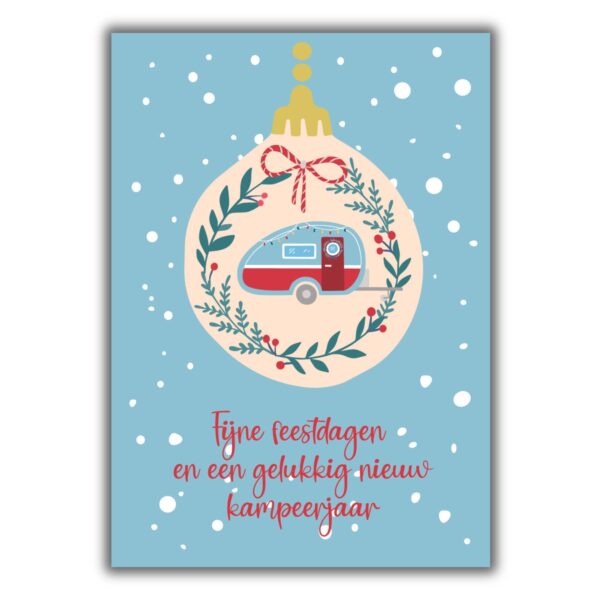 kerstkaarten kamperen caravan kleurrijke kerst 02