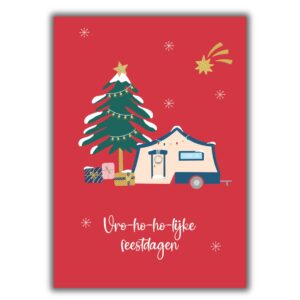 kerstkaarten kamperen vouwwagen kleurrijke kerst 02