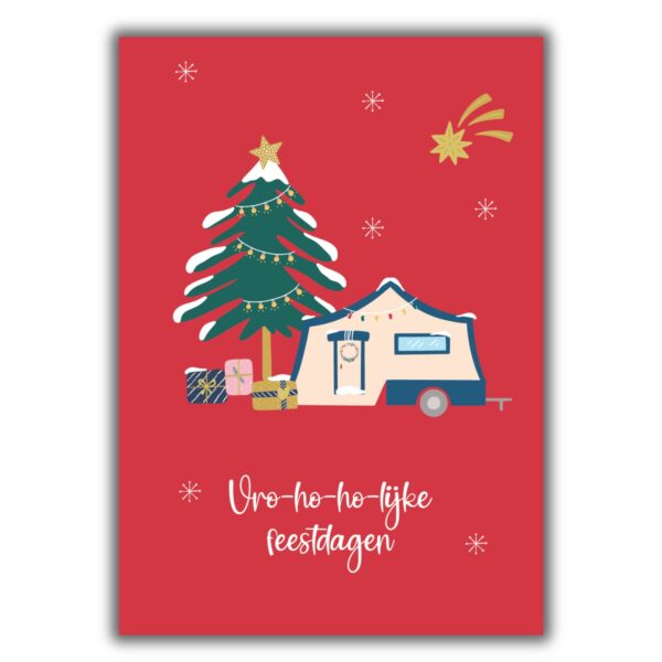 kerstkaarten kamperen vouwwagen kleurrijke kerst 02
