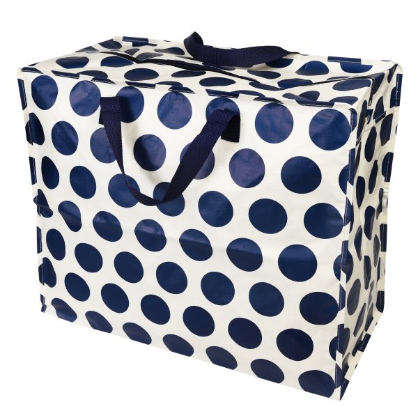 waszak opbergzak met rits camping stippen blauw wit