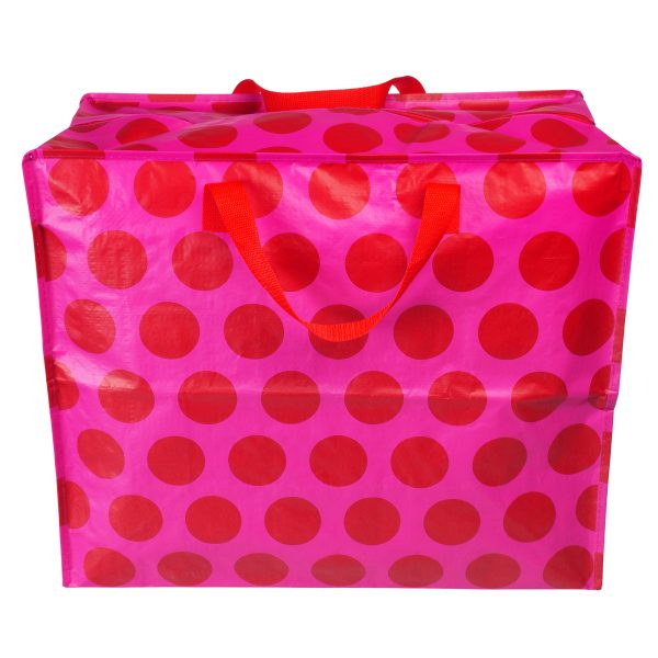 waszak opbergzak met rits camping stippen roze rood